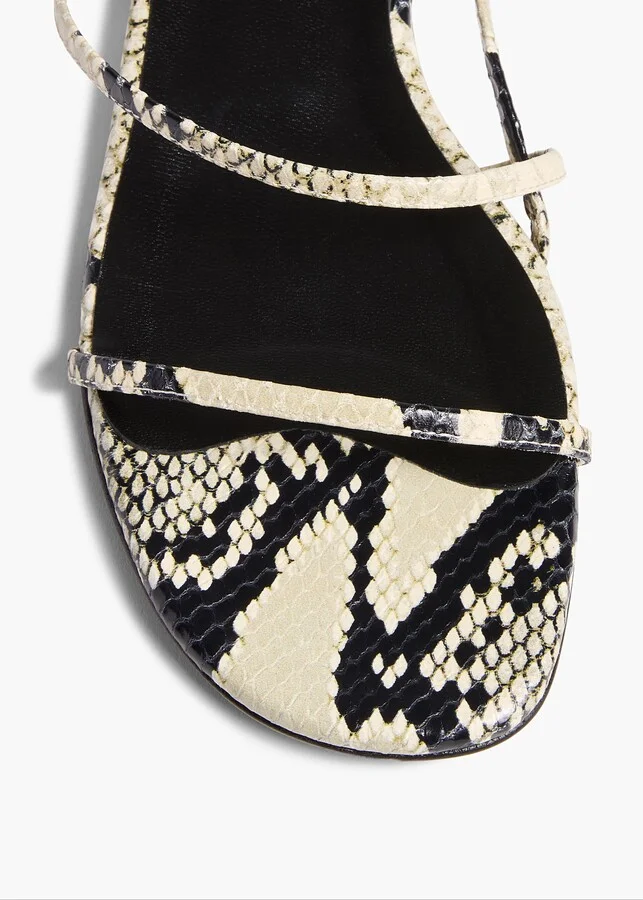 Loop Flat Sandal in Natural Python-Embossed Leather - Image 3