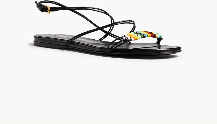 Loop Flat Sandal with Beads in Black Leather - Image 2