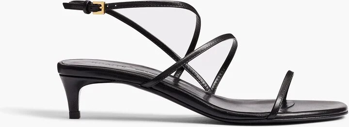 Loop Kitten Heel Sandal in Black Leather