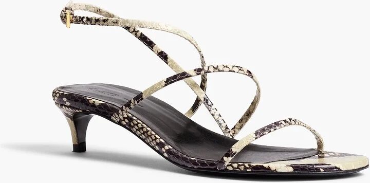 Loop Kitten Heel Sandal in Natural Python-Embossed Leather - Image 2