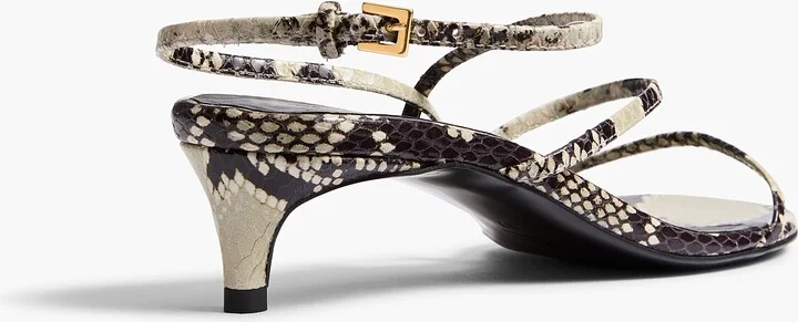 Loop Kitten Heel Sandal in Natural Python-Embossed Leather - Image 3
