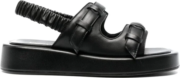 Loop platform leather slingback sandals