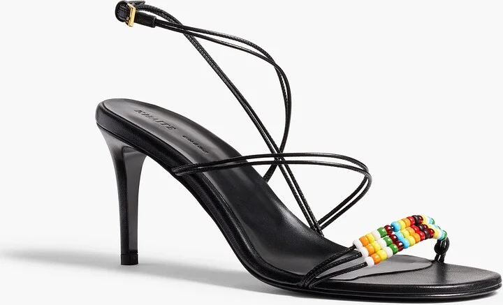 Loop Sandal with Beads in Black Leather - Image 2