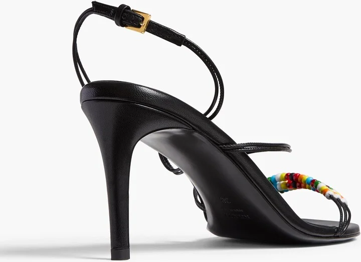 Loop Sandal with Beads in Black Leather - Image 3