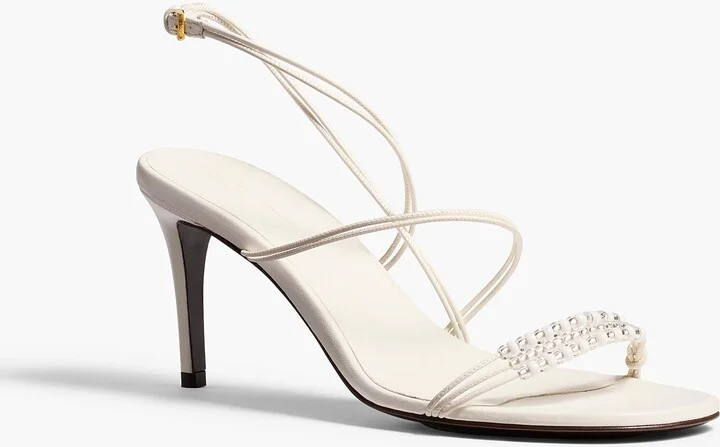 Loop Sandal with Beads in Optic White Leather - Image 2