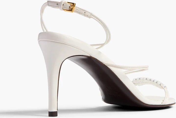 Loop Sandal with Beads in Optic White Leather - Image 3