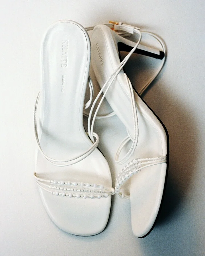 Loop Sandal with Beads in Optic White Leather - Image 5