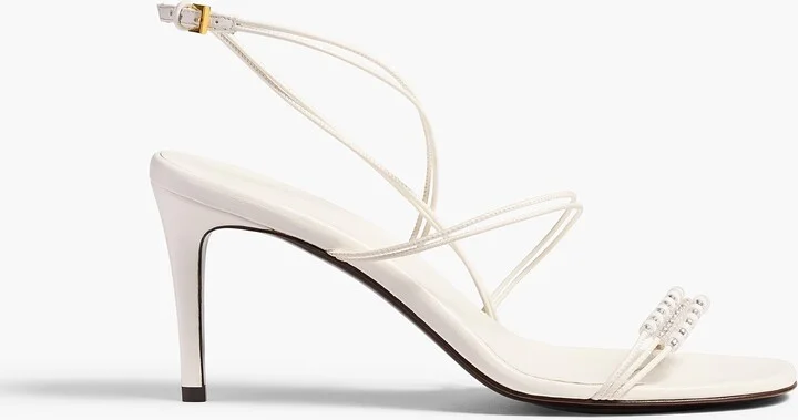 Loop Sandal with Beads in Optic White Leather