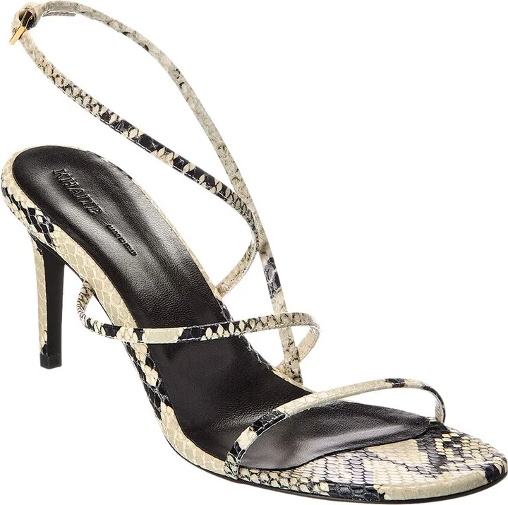 Loop Snake-Embossed Leather Sandal