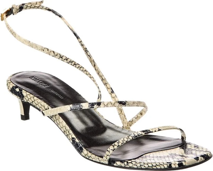 Loop Snake-Embossed Leather Sandal