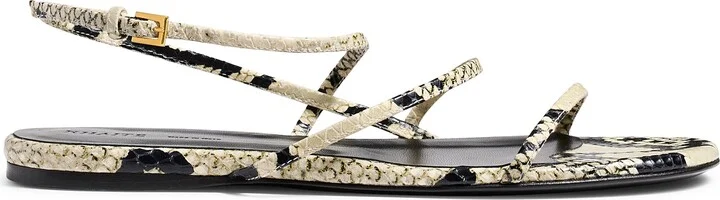 Loop Snakeskin Embossed Flat Sandal - Image 2