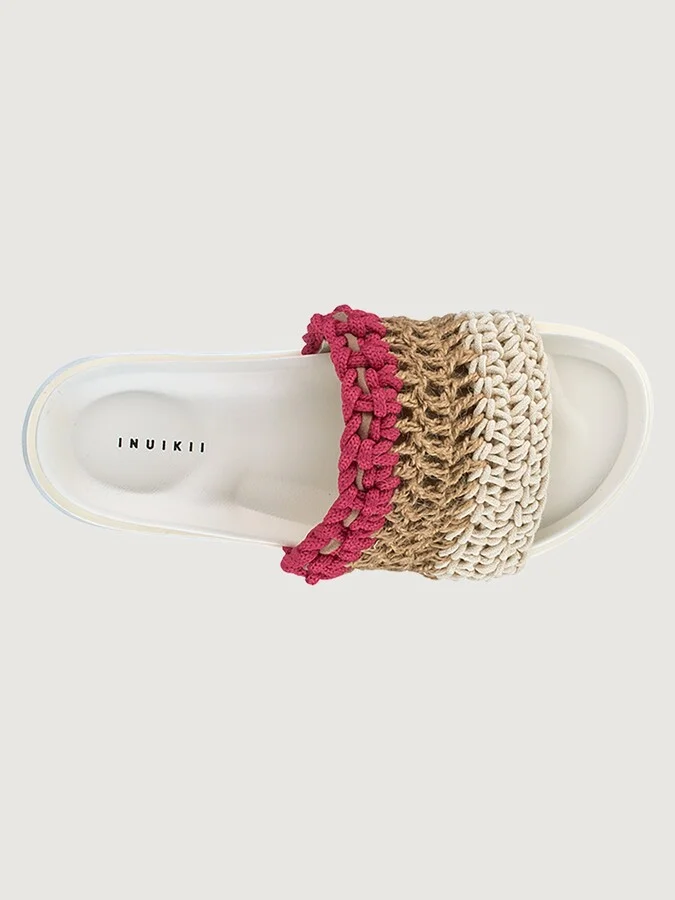 Loose Knitted Slide - Fuchsia - Image 2