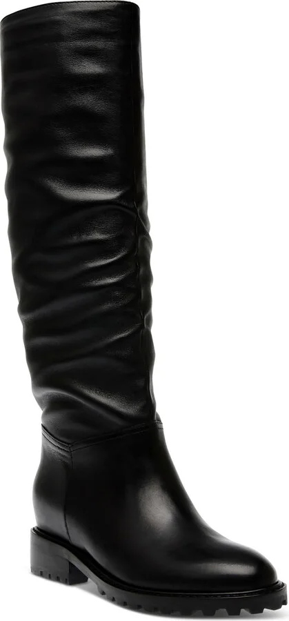 LORAL Womens Leather Lug Knee-High Boots