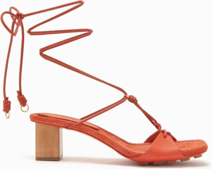 Loren Lace-Up Midi Heel In Sierra