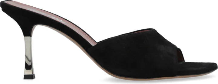 'Lorena' Heeled Mules, , - Black