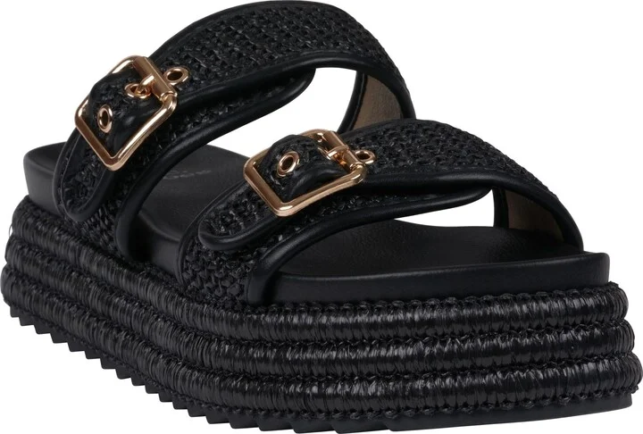 Lorena Raffia Platform Slide Sandal