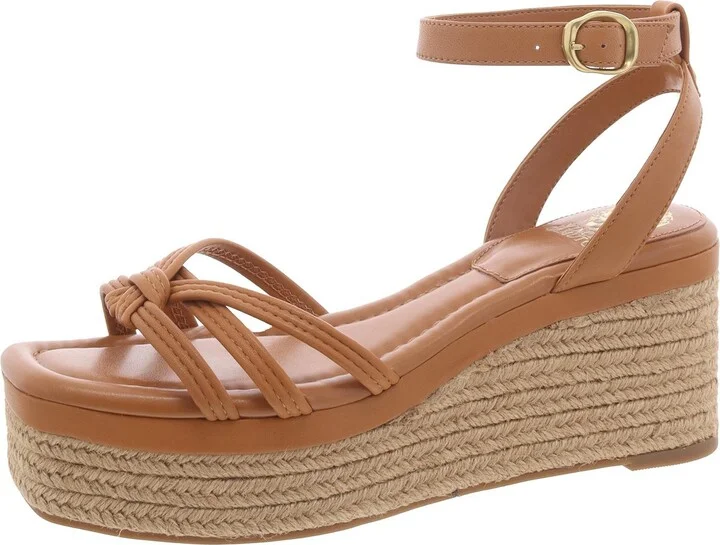 Loressa Womens Leather Square Toe Wedge Sandals