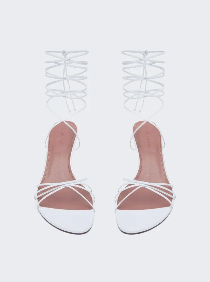 Lori Lace Up Sandal White Nappa Leather
