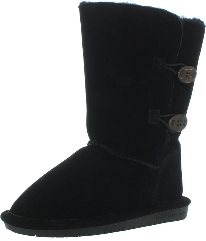 Lori Womens Fur Trimmed Suede Shearling Boots