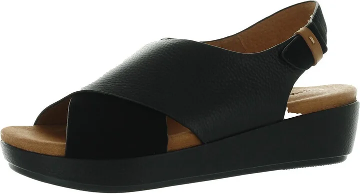 LORI X-BAND Womens Leather Open Toe Wedge Sandals