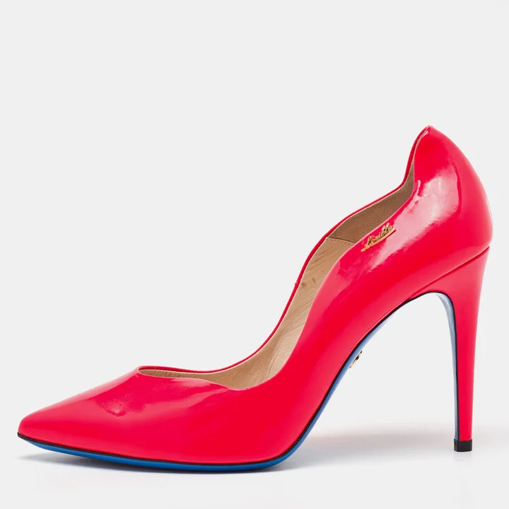 Loriblu Bright Pink Patent Leather Pointed Toe Pumps Size 40