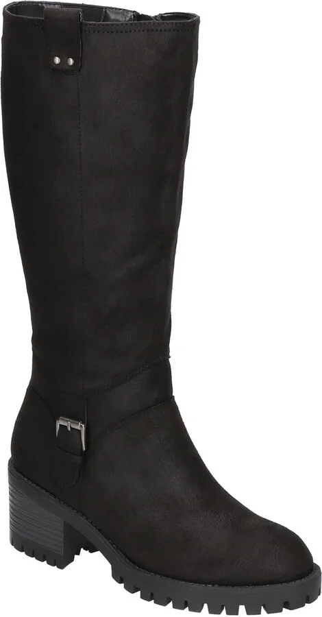 LORIELLE PLUS Womens Faux Leather Buckle Knee-High Boots