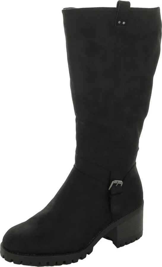 Lorielle Womens Faux Suede Wide Calf Knee-High Boots