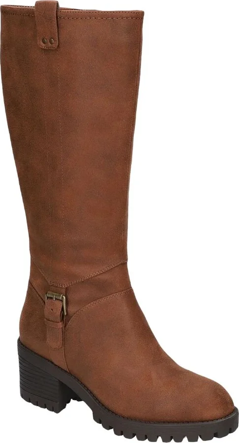 Lorielle Womens Leather Block Heel Mid-Calf Boots