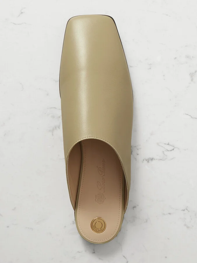 Loro Piana - Alba Leather Slippers - Green - Image 5