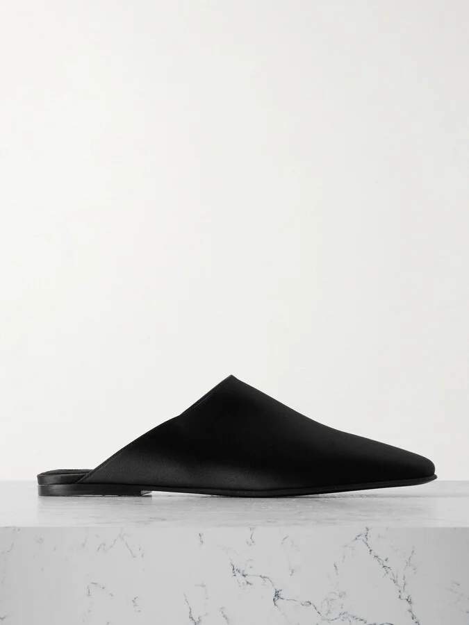 Loro Piana - Alba Satin Slippers - Black