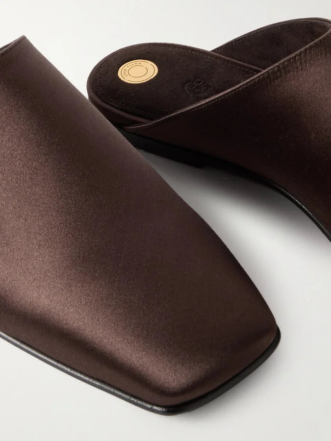 Loro Piana - Alba Satin Slippers - Brown - Image 4