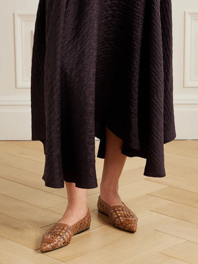 Loro Piana - Ayame Woven Leather Pointed-toe Flats - Brown - Image 2