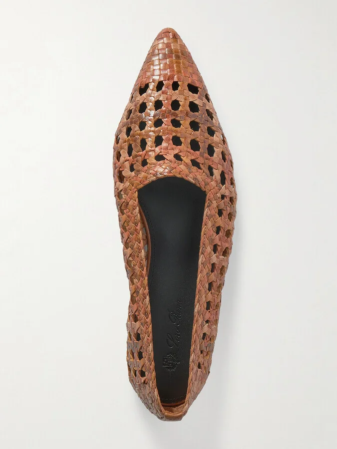 Loro Piana - Ayame Woven Leather Pointed-toe Flats - Brown - Image 5