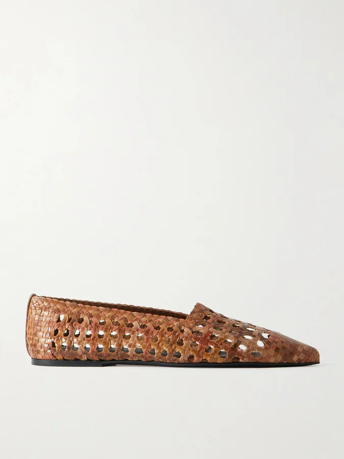 Loro Piana - Ayame Woven Leather Pointed-toe Flats - Brown