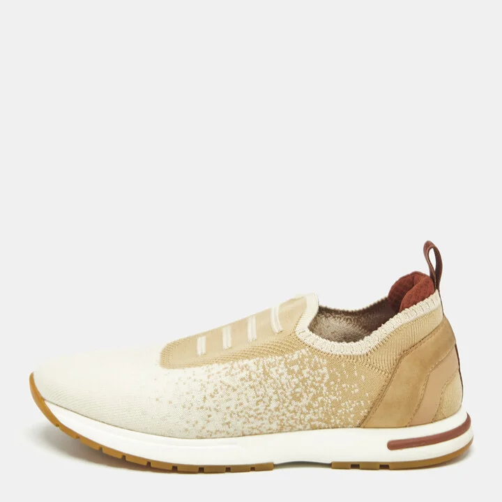 Loro Piana Beige/Cream Suede and Fabric 360 LP Flexy Walk Low Top Sneakers Size 36