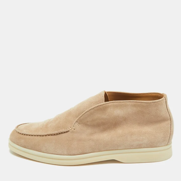 Loro Piana Beige Suede Open Walk Ankle Length Boots Size 38