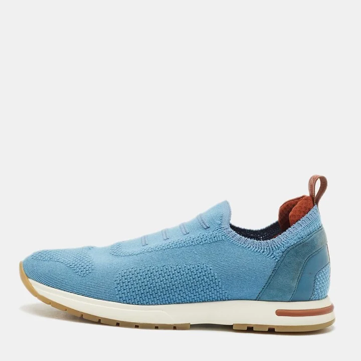 Loro Piana Blue Knit Fabric 360 LP Flexy Walk Slip On Sneakers Size 37