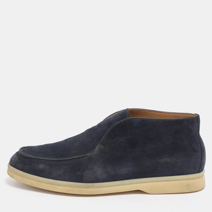 Loro Piana Blue Suede Ankle Length Boots Size 35.5