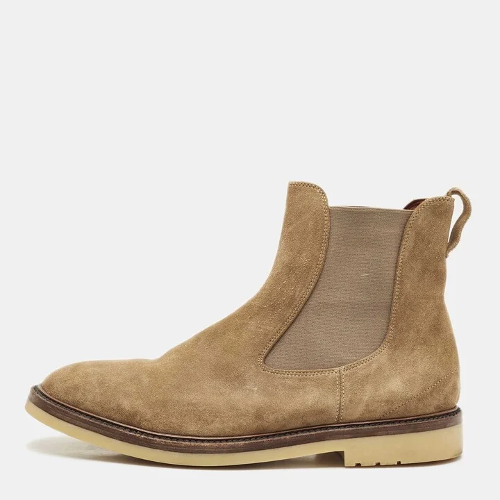 Loro Piana Brown Suede Beatle Walk Chelsea Boots Size 43