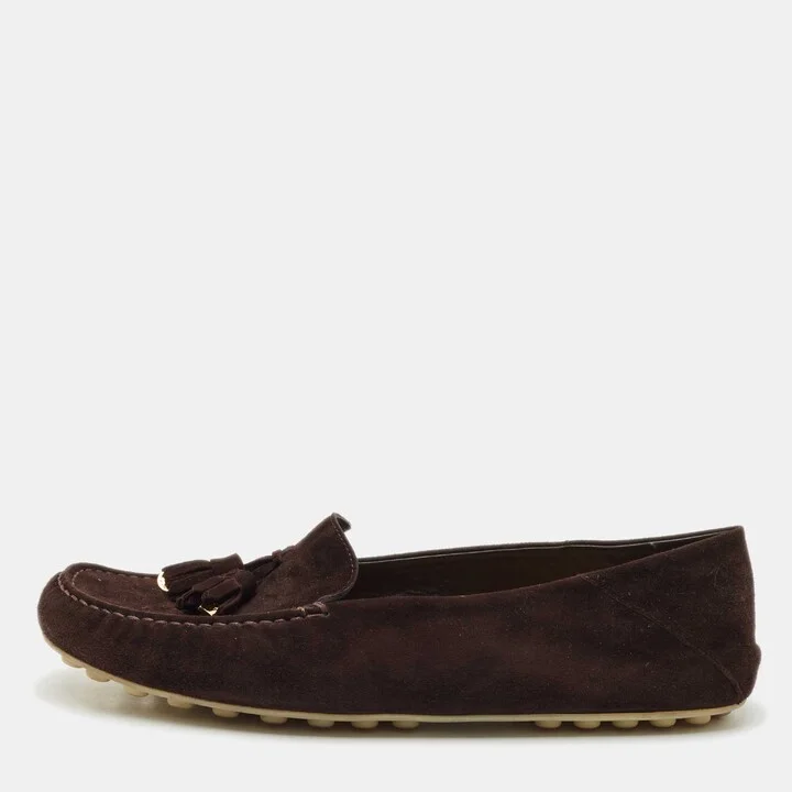 Loro Piana Brown Suede Dot Sole Walk Loafers Size 41