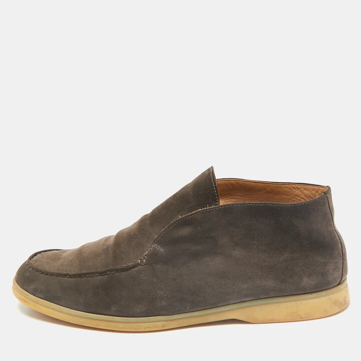 Loro Piana Brown Suede Open Walk Ankle Length Boots Size 42