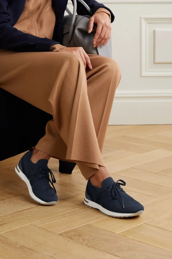 Loro Piana - Flexy Lady Wool, Leather And Suede Sneakers - Blue - Image 2