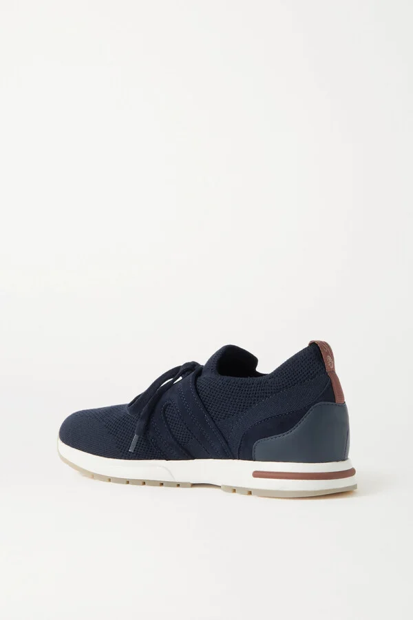 Loro Piana - Flexy Lady Wool, Leather And Suede Sneakers - Blue - Image 3