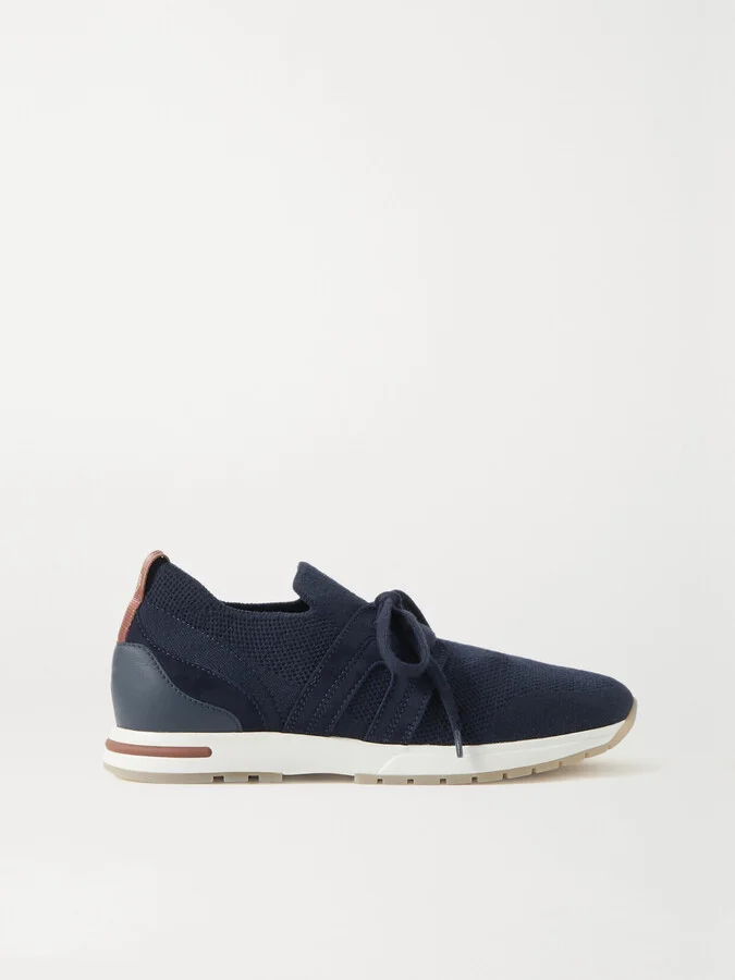 Loro Piana - Flexy Lady Wool, Leather And Suede Sneakers - Blue