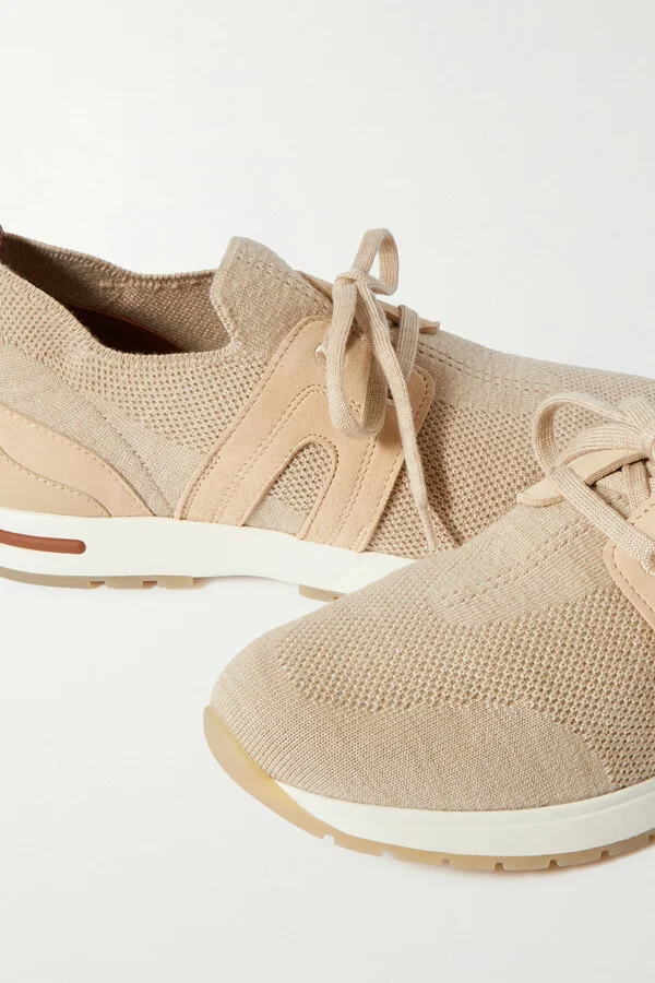 Loro Piana - Flexy Lady Wool, Leather And Suede Sneakers - Neutrals - Image 4