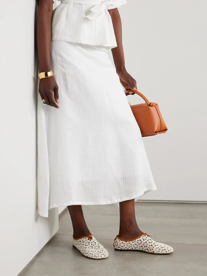 Loro Piana - Floaty Leather-trimmed Macramé Lace Flats - Off-white - Image 2