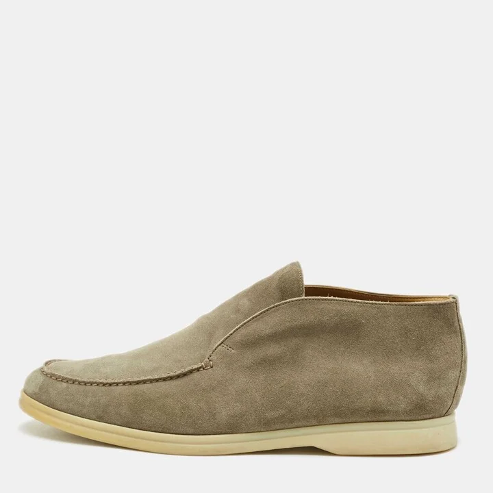 Loro Piana Green Suede Open Walk Ankle Boots Size 43