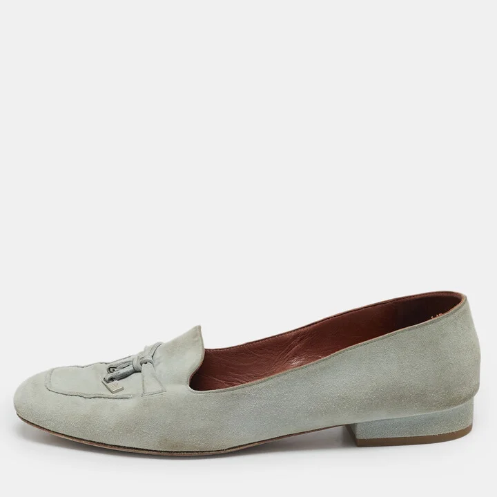 Loro Piana Grey Suede Summer Charms Walk Loafers Size 38.5