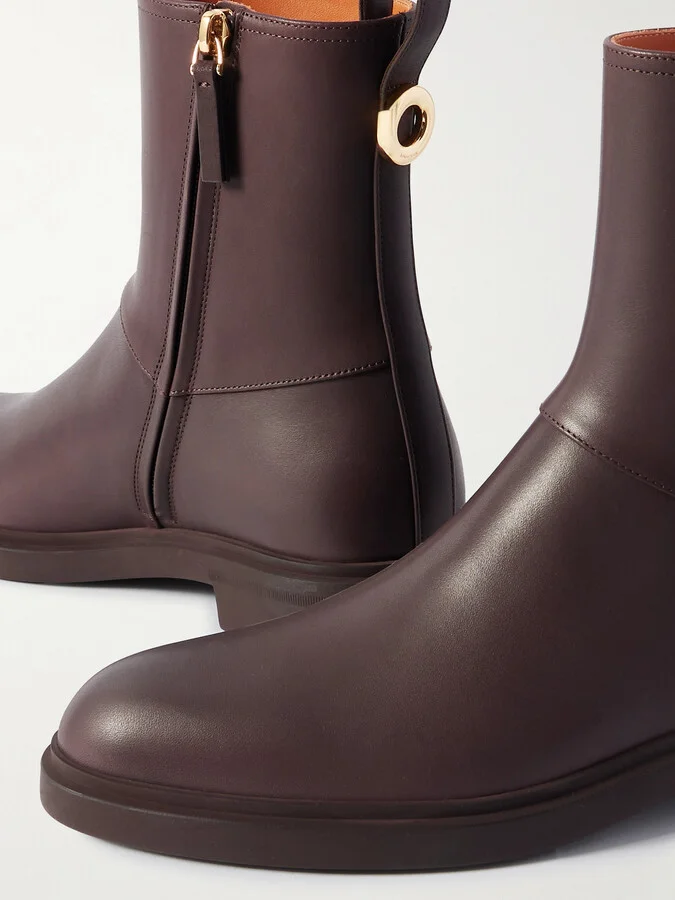 Loro Piana - Kilda Paneled Leather Ankle Boots - Brown - Image 4