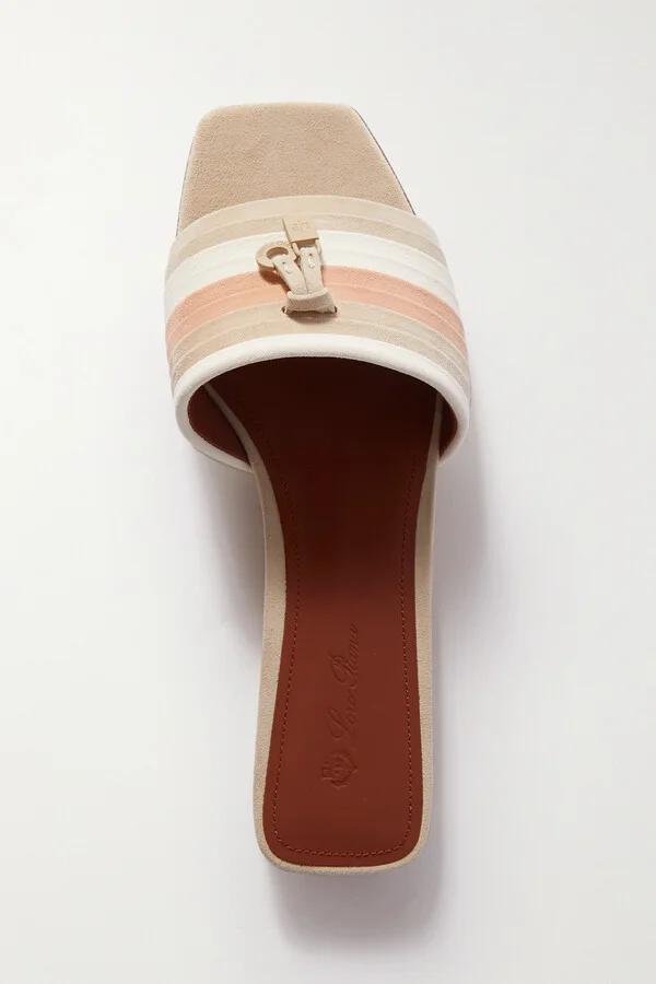 Loro Piana - Maxi Charms Striped Suede Sandals - Neutrals - Image 5